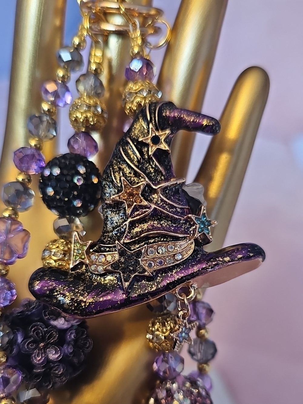 CHARMS: Witch Hat Purse Charm - Purple And Black